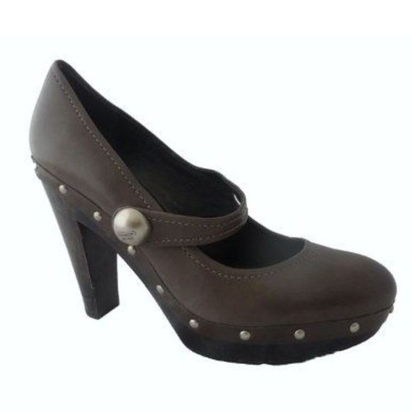 Coach Coleene Mary Jane Platform Heel 8 Green Gray - Picture 1 of 3